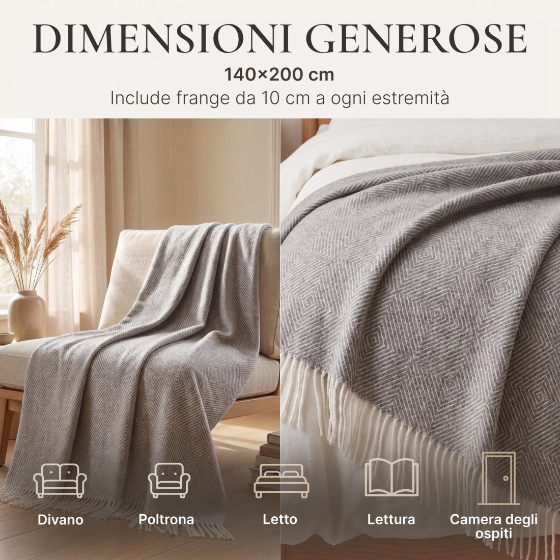 Coperta in lana merino a rombi · 4