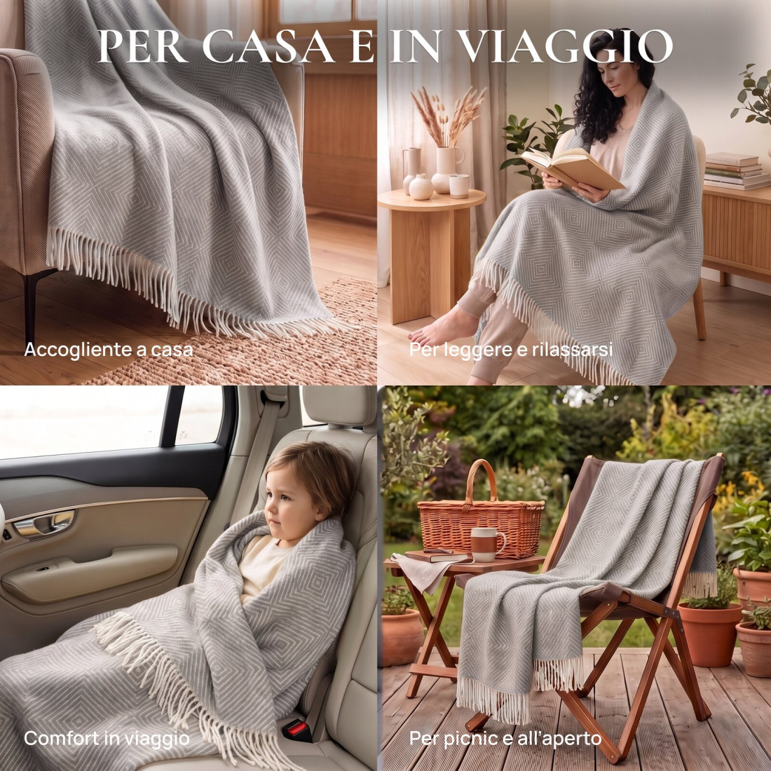Coperta in lana merino a rombi · 6