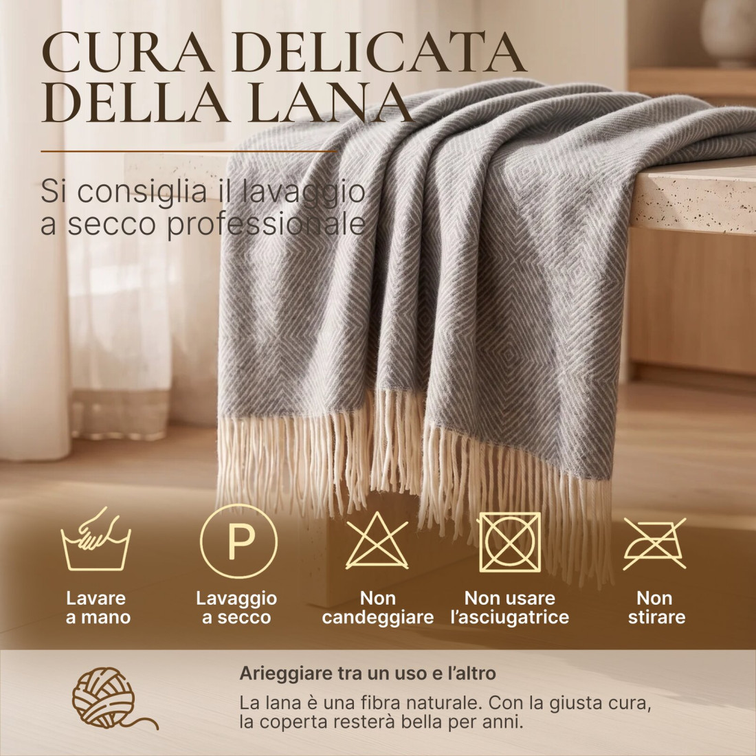 Coperta in lana merino a rombi · 9