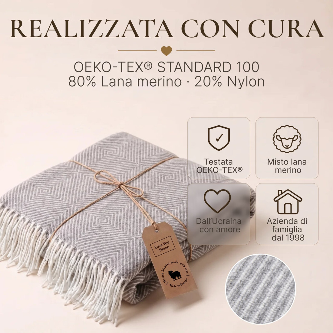 Coperta in lana merino a rombi · 10