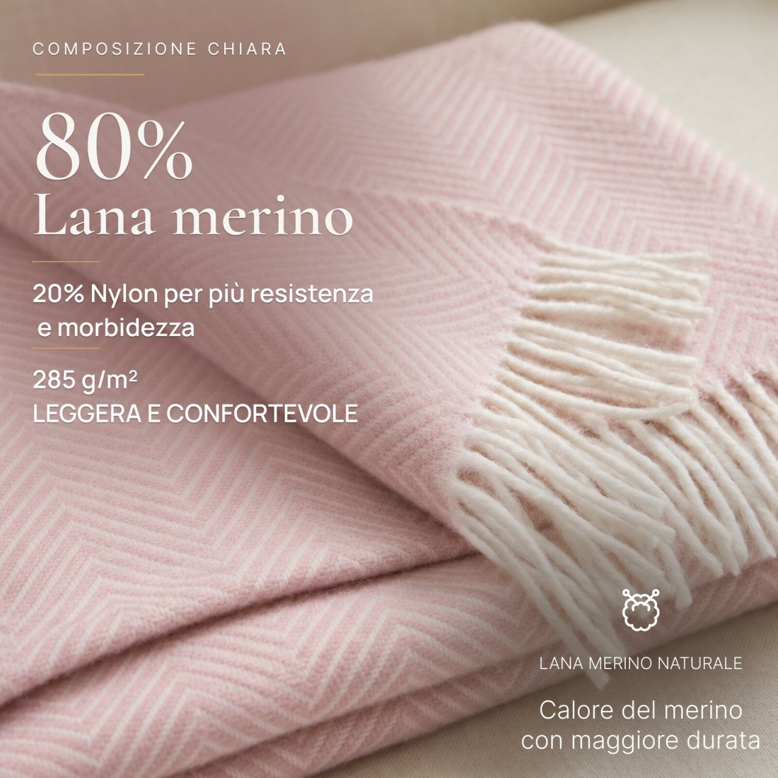 Coperta in lana merino a motivo a rombi · 2