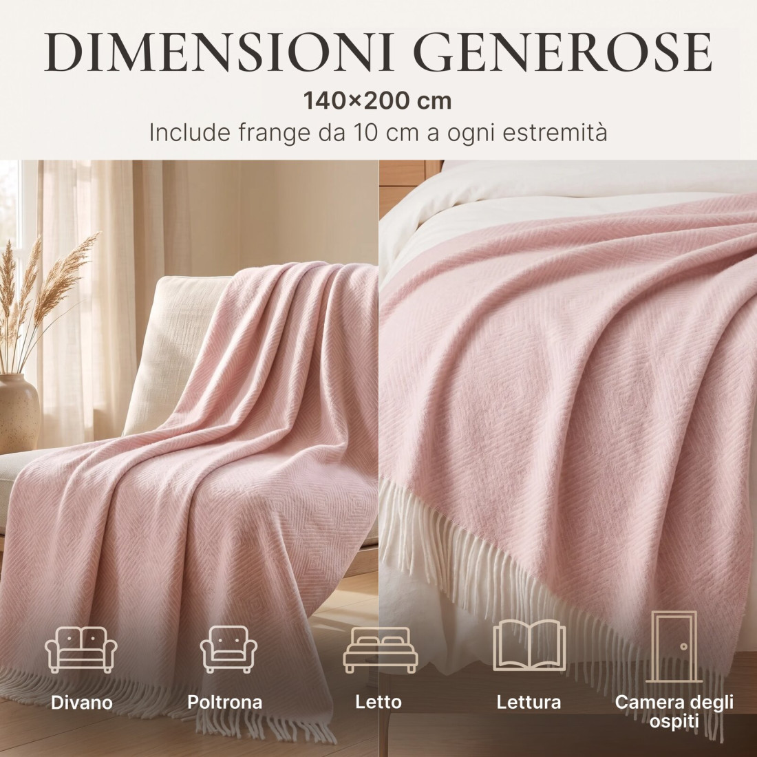 Coperta in lana merino a motivo a rombi · 4