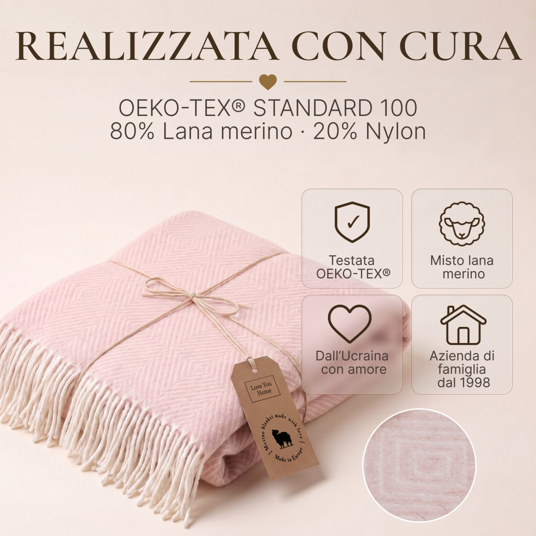 Coperta in lana merino a motivo a rombi · 10