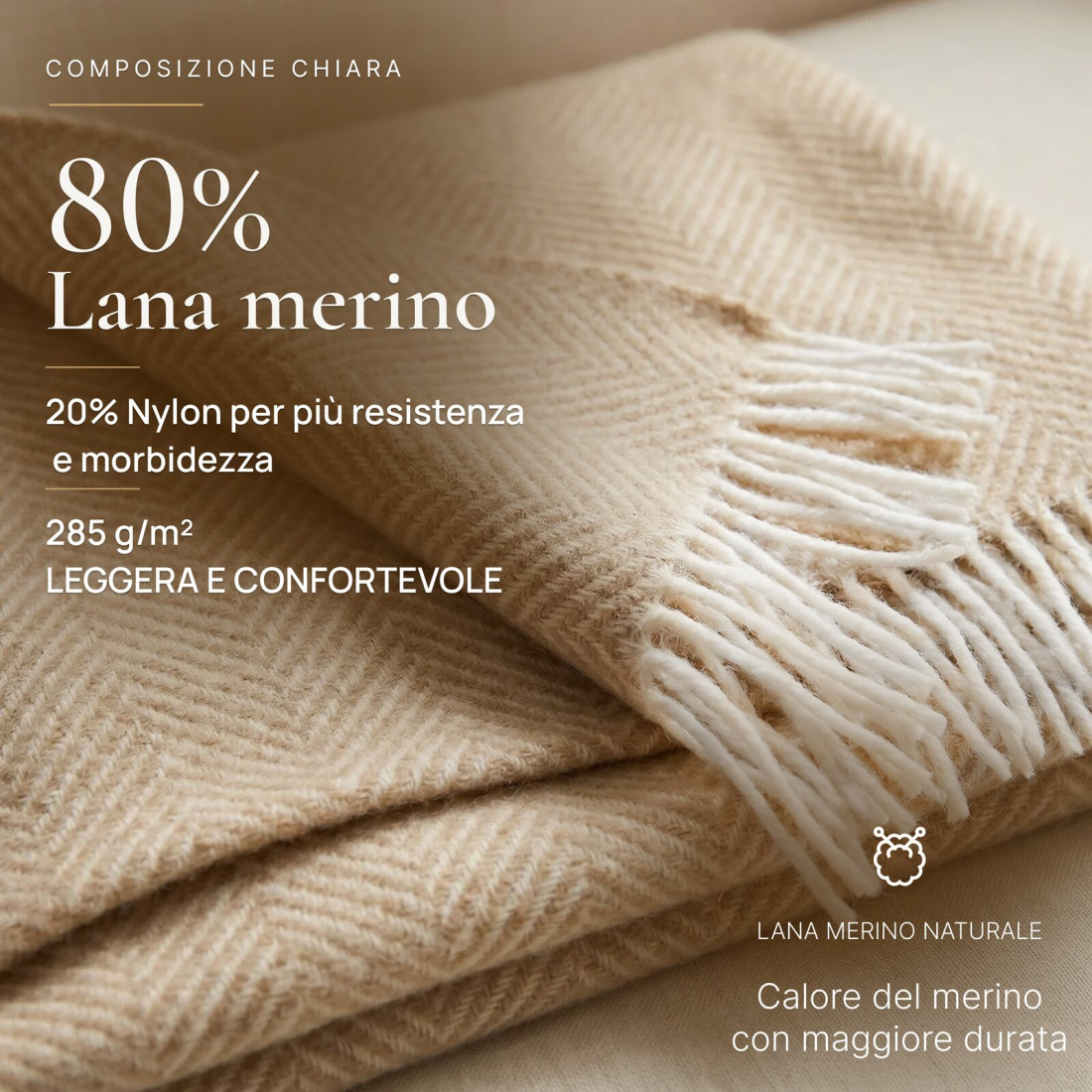 Coperta in lana merino angoli Chevron · 2