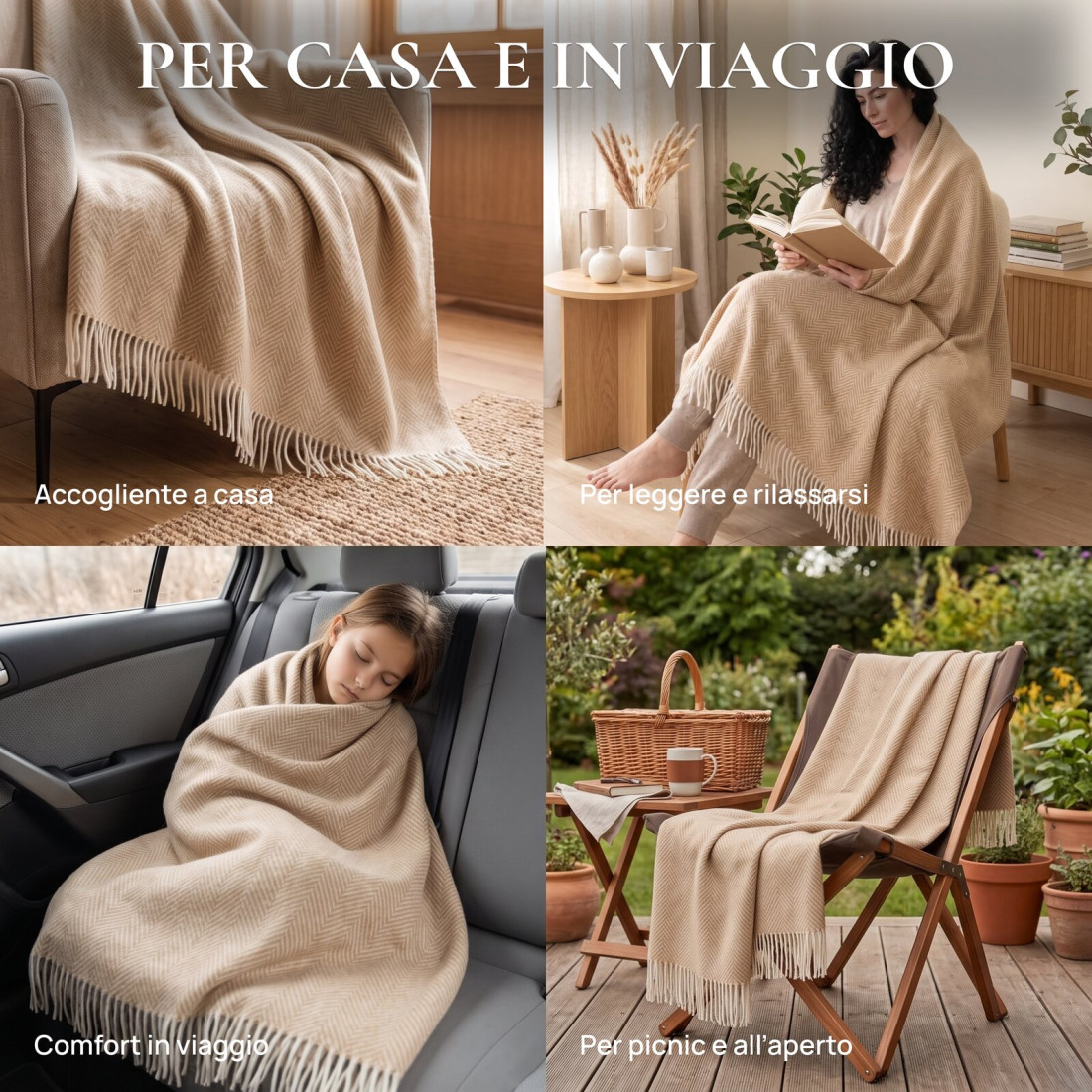Coperta in lana merino angoli Chevron · 6