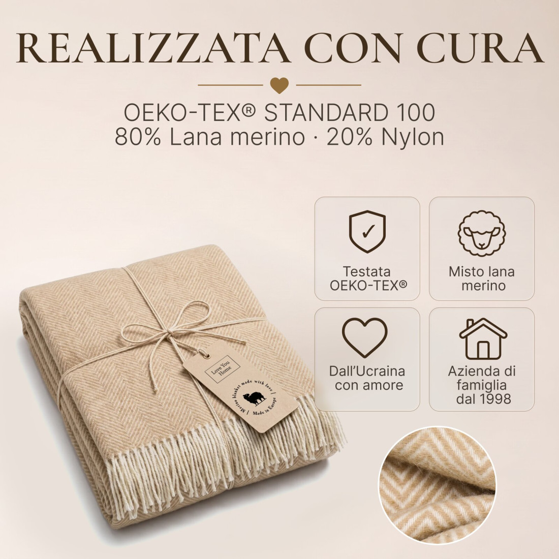 Coperta in lana merino angoli Chevron · 10