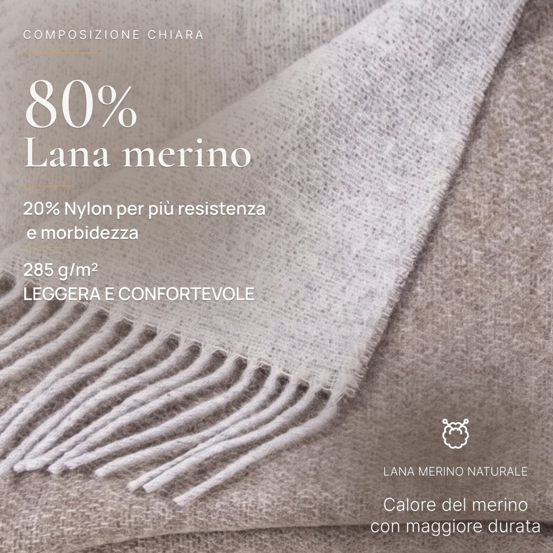 Coperta reversibile in lana merino · 2