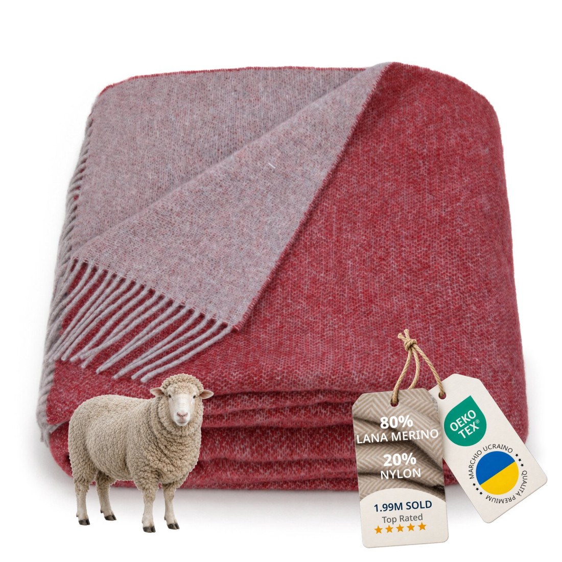 Coperta in lana merino a doppia faccia