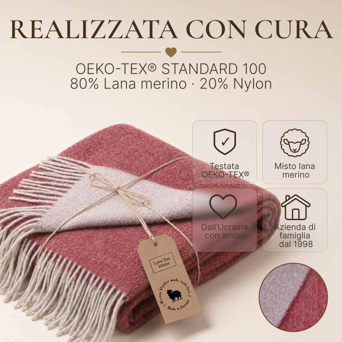 Coperta in lana merino a doppia faccia · 10