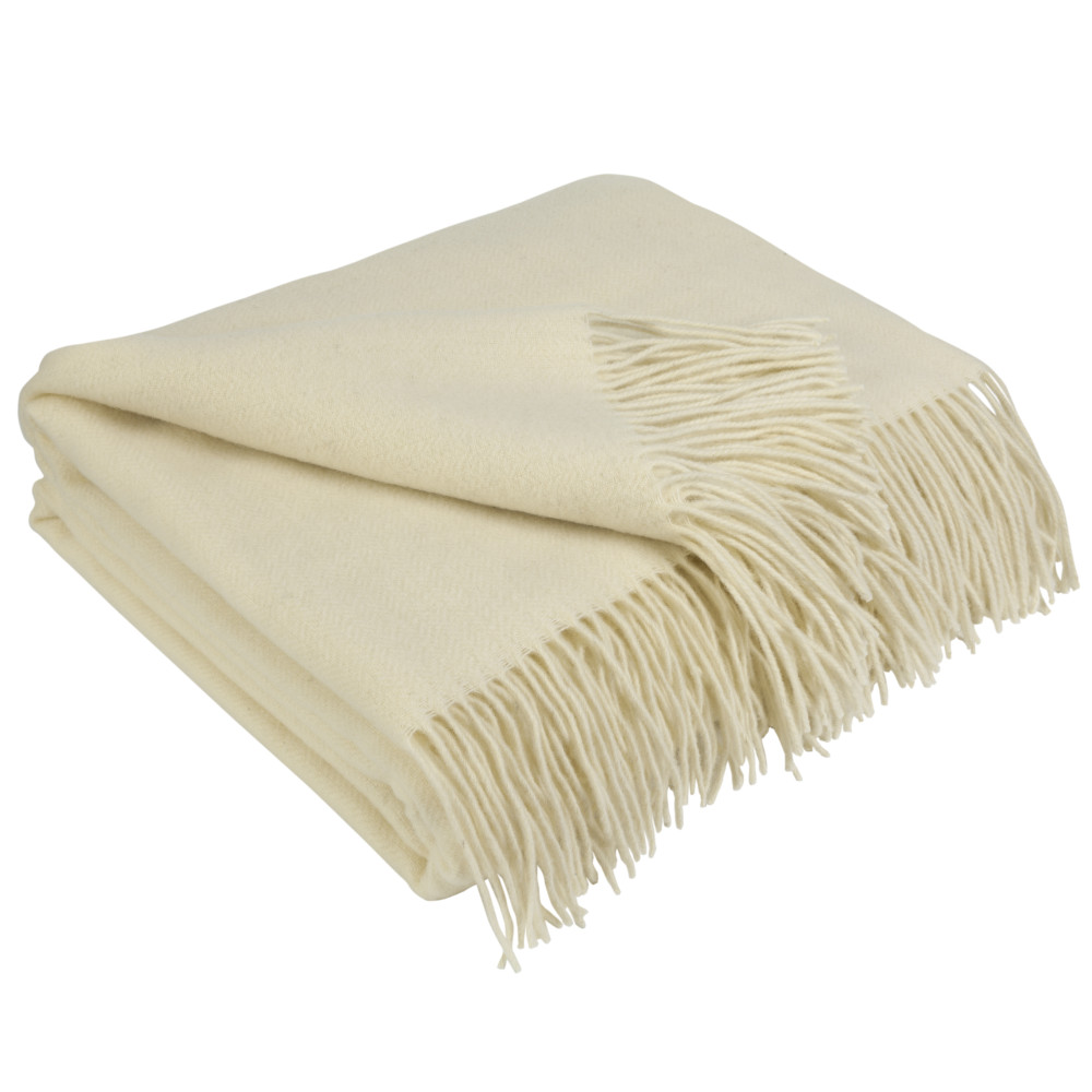 Plaid in cashmere e merino, bianco crema
