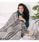 Coperta in Lana di Cashmere con Merino Tartan LoveYouHome (140x200 cm / Grigio Scuro con Grigio e Bianco)