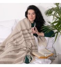 Coperta in lana di cashmere con righe Merino LoveYouHome (140x200 cm / crema con marrone)