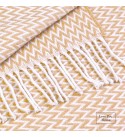 Coperta in cotone con angoli a zigzag LoveYouHome (140x200 cm / Sabbia - Bianco)