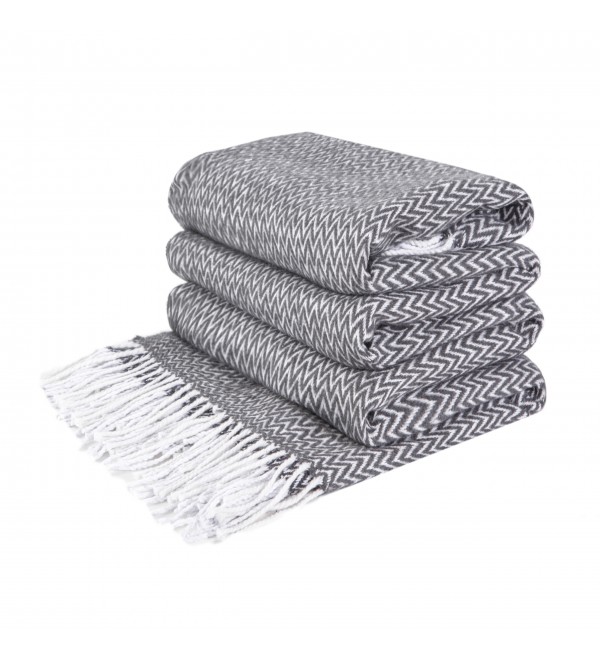 Coperta in Cotone Angoli Chevron LoveYouHome (140x200 cm / Grigio Scuro - Bianco)