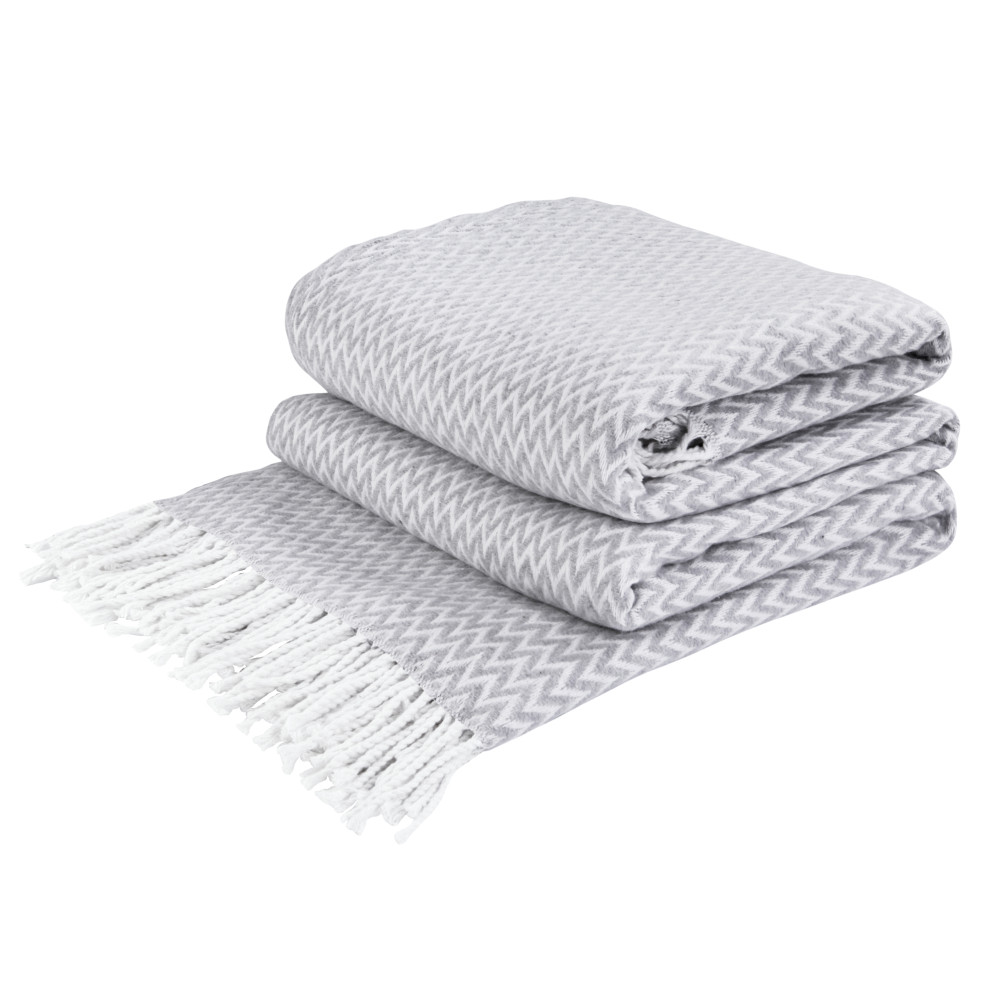 Coperta in cotone grigio chiaro a chevron