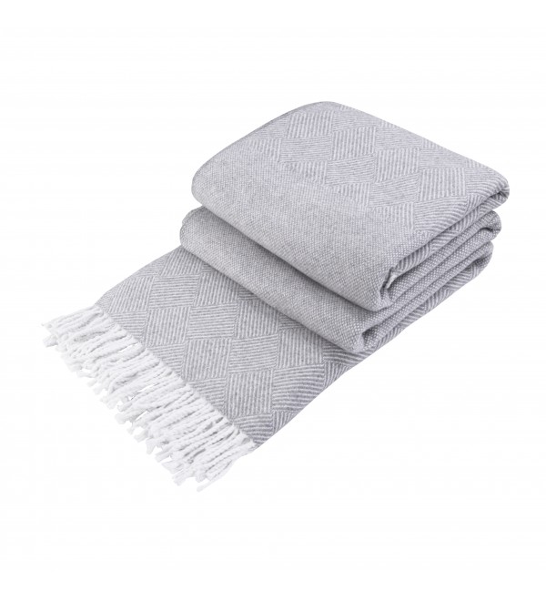 Coperta in Cotone Quadrati & Rombi LoveYouHome (140x200 cm / Grigio Chiaro - Bianco)