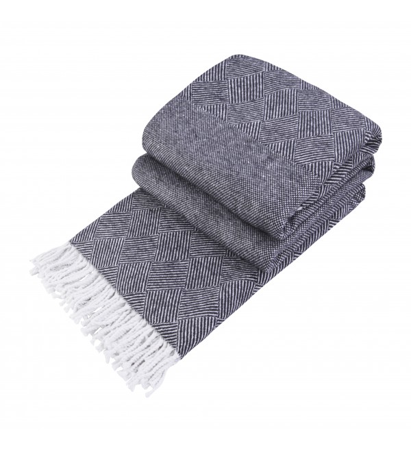 Coperta in Cotone Quadrati & Rombi LoveYouHome (140x200 cm / Grigio Scuro - Bianco)