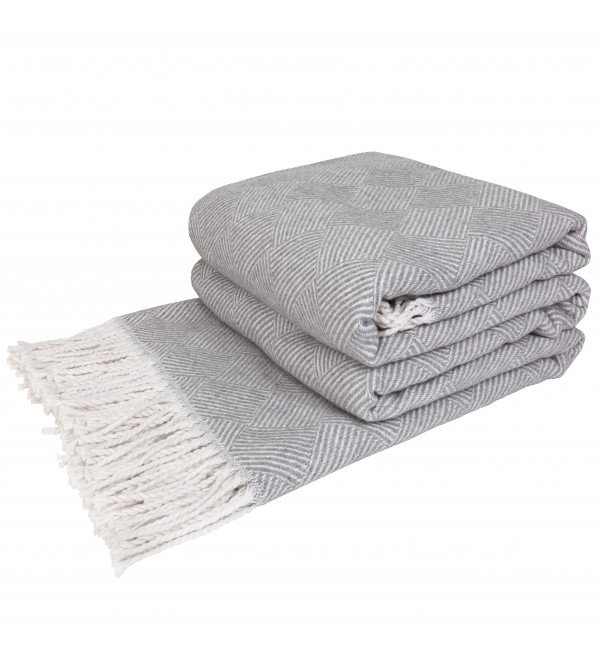 Coperta in Cotone Parallele LoveYouHome (140x200 cm / Grigio Chiaro - Bianco)