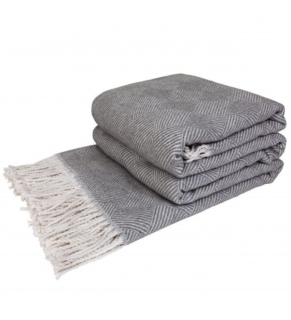 Coperta in Cotone Parallele LoveYouHome (140x200 cm / Grigio - Bianco)