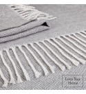 Coperta di cotone Diagonale LoveYouHome (140x200 cm / Grigio chiaro - Bianco)