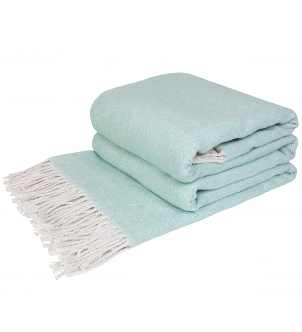 Coperta di cotone Diagonale LoveYouHome (140x200 cm / Menta - Bianco)