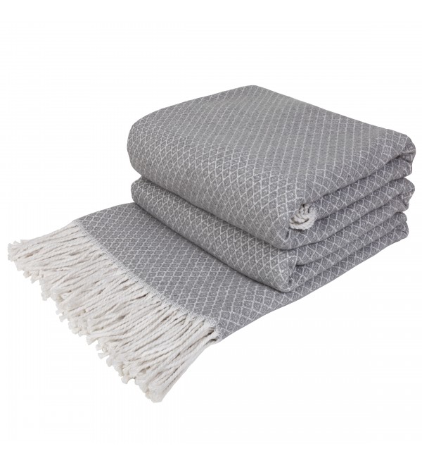 Coperta di cotone Geometria LoveYouHome (140x200 cm / Grigio chiaro - Bianco)