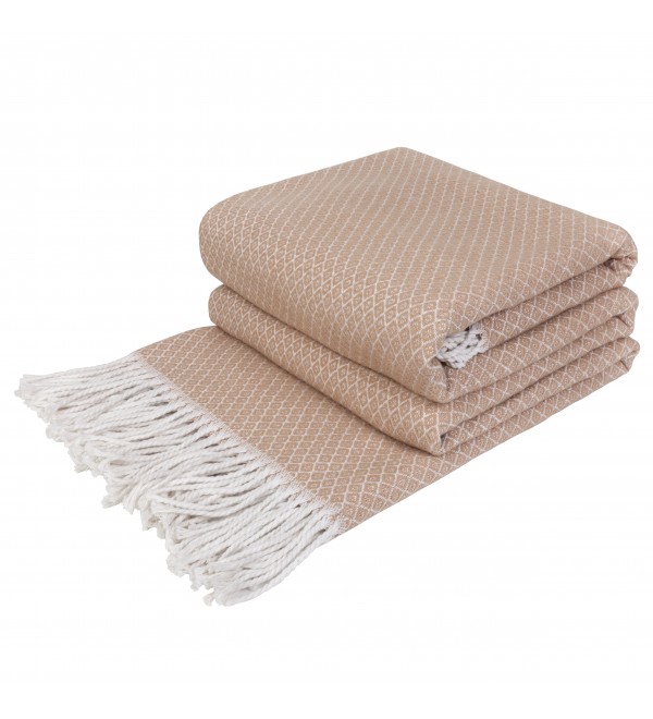 Coperta di cotone Geometria LoveYouHome (140x200 cm / Beige - Bianco)