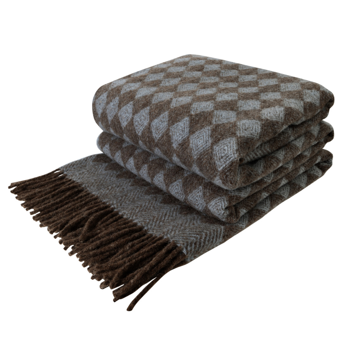 Coperta in lana vergine motivo a rombi