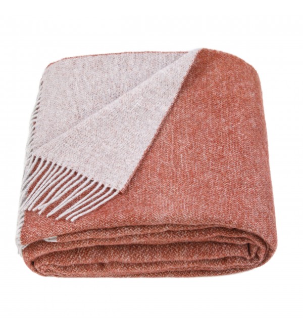 Coperta reversibile in lana merino LYHome (140x200 cm / Terracotta - Bianco)