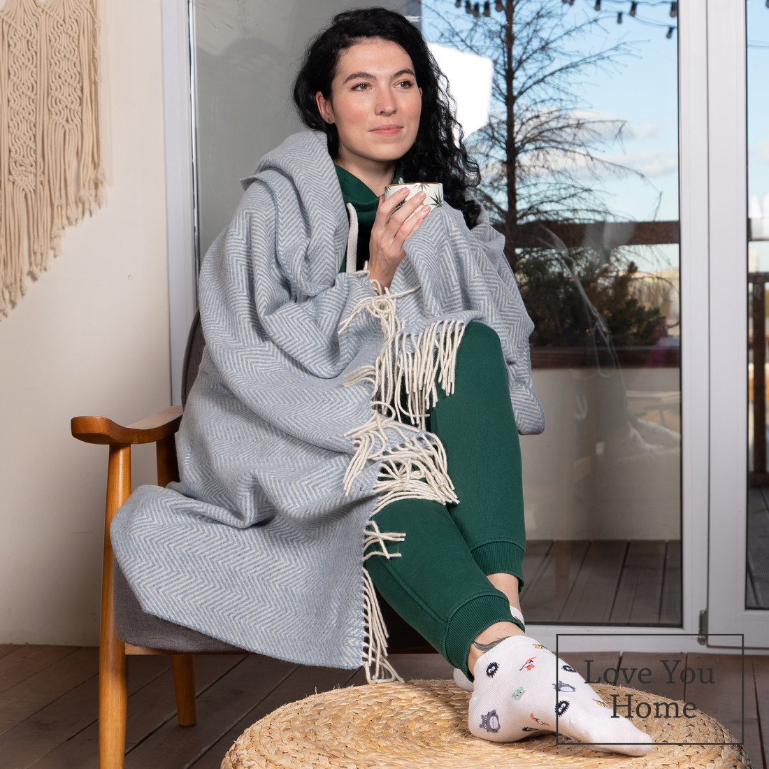 Coperta in lana merino angoli Chevron · 4