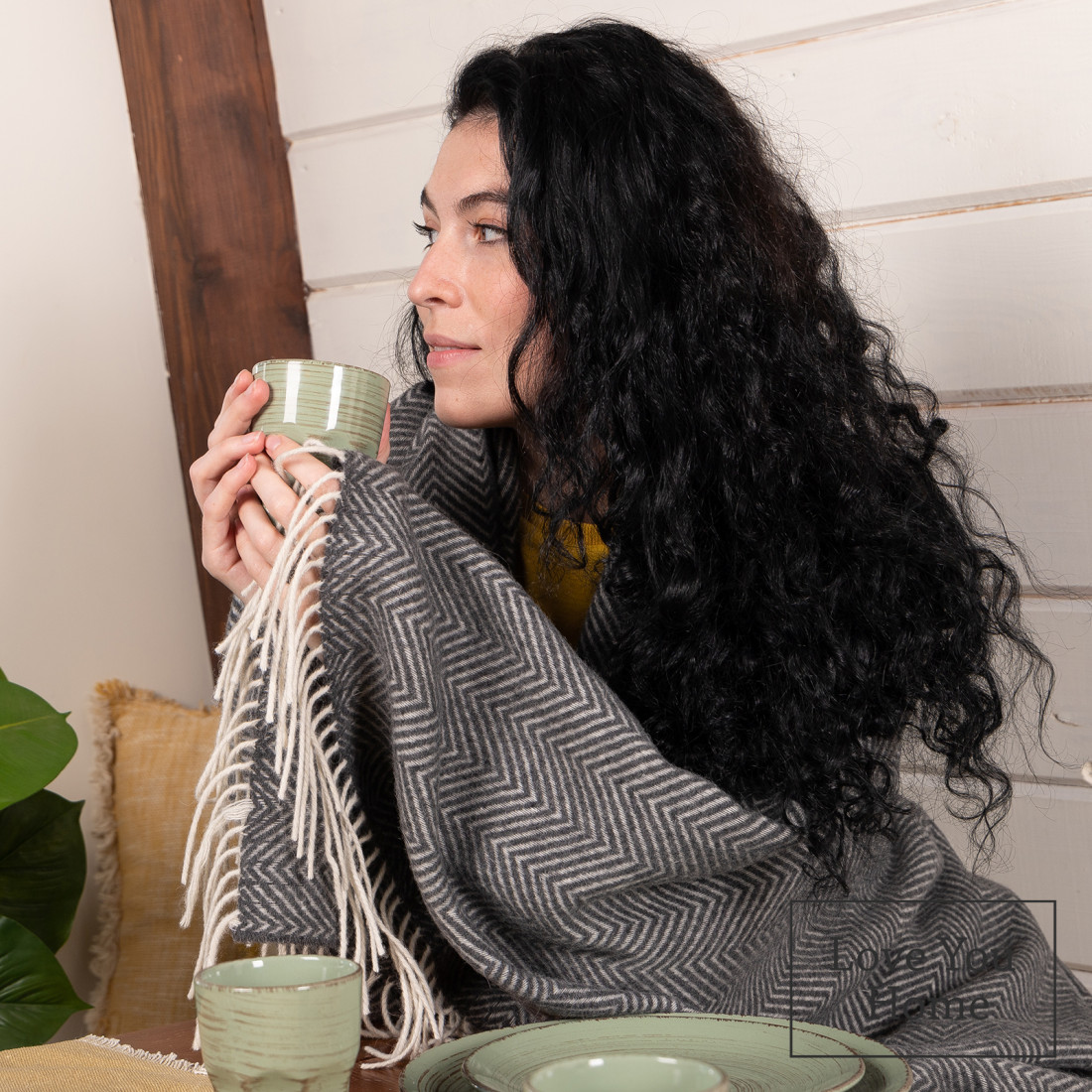 Coperta in lana merino angoli Chevron · 4