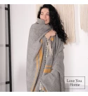 Coperta in lana merino a righe LoveYouHome (140x200 cm / Grigio - Senape - Bianco)