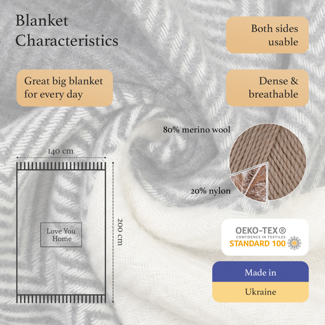 Coperta in lana merino a scacchi sfumati · 2