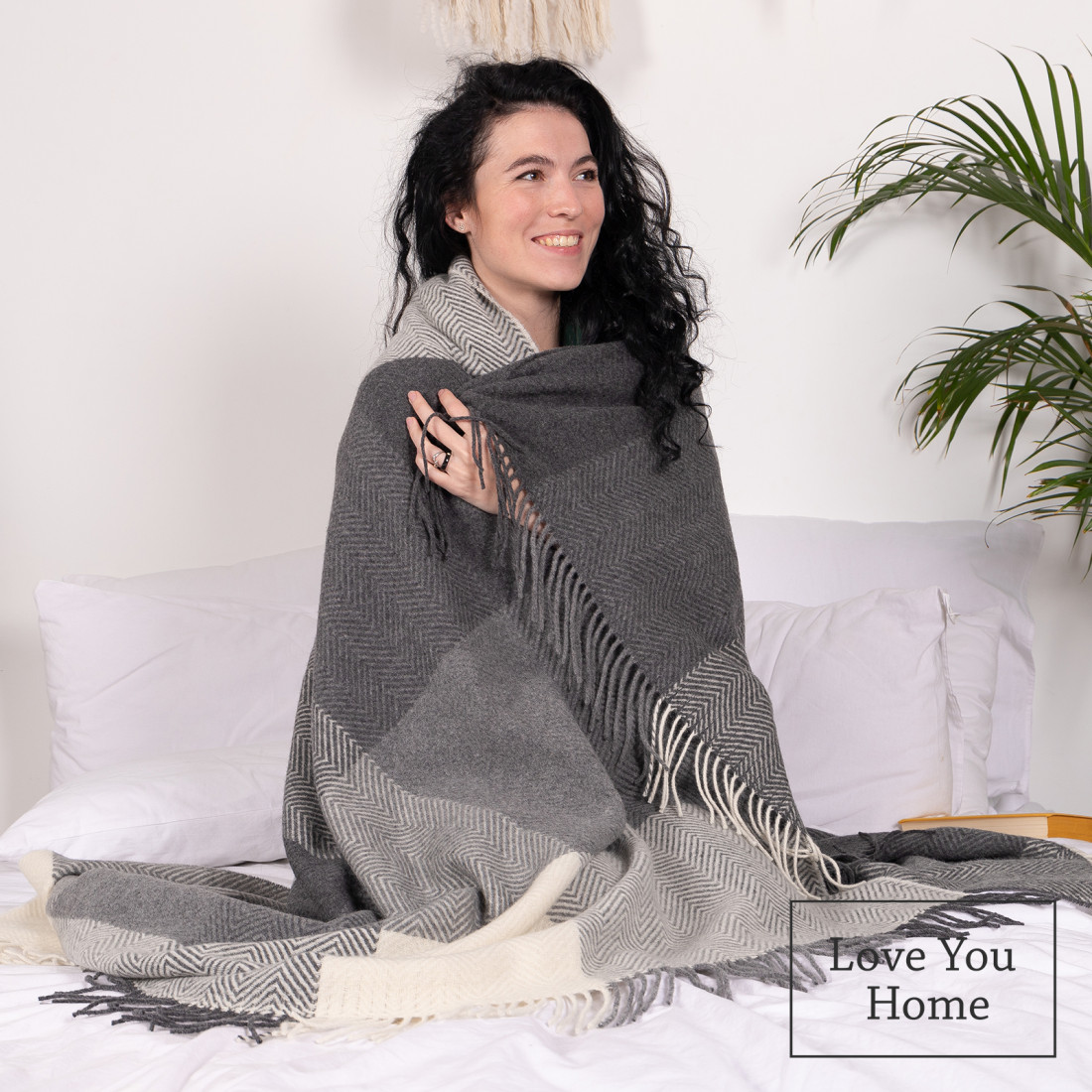 Coperta in lana merino a scacchi sfumati · 5