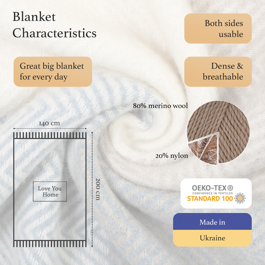 Coperta in lana merino a quadri sfumati · 2