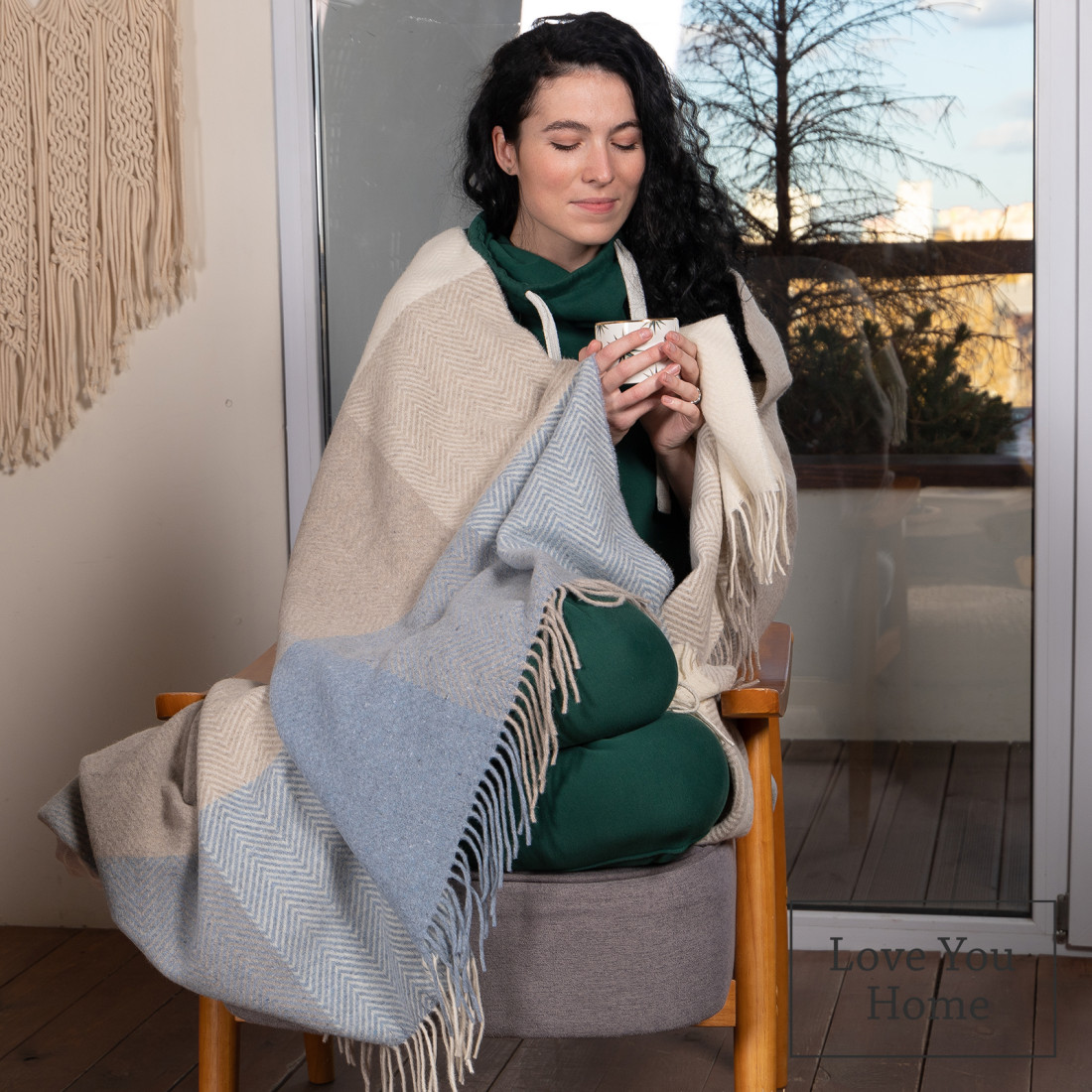 Coperta in lana merino a quadri sfumati · 4