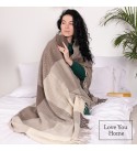 Coperta in lana merino a quadretti LoveYouHome (140x200 cm / marrone - bianco)