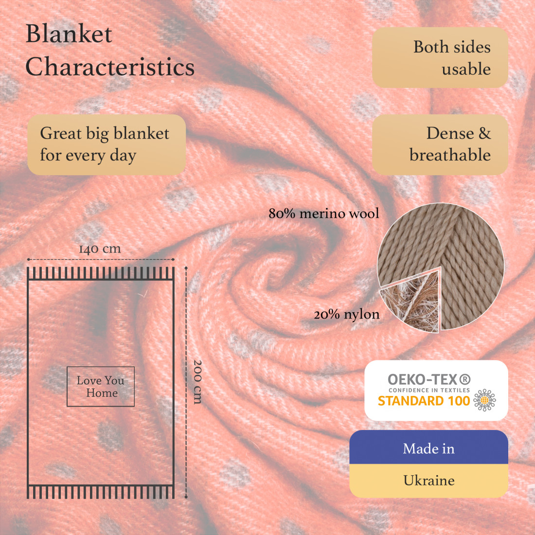 Coperta in lana merino speciale Natale Renne · 2