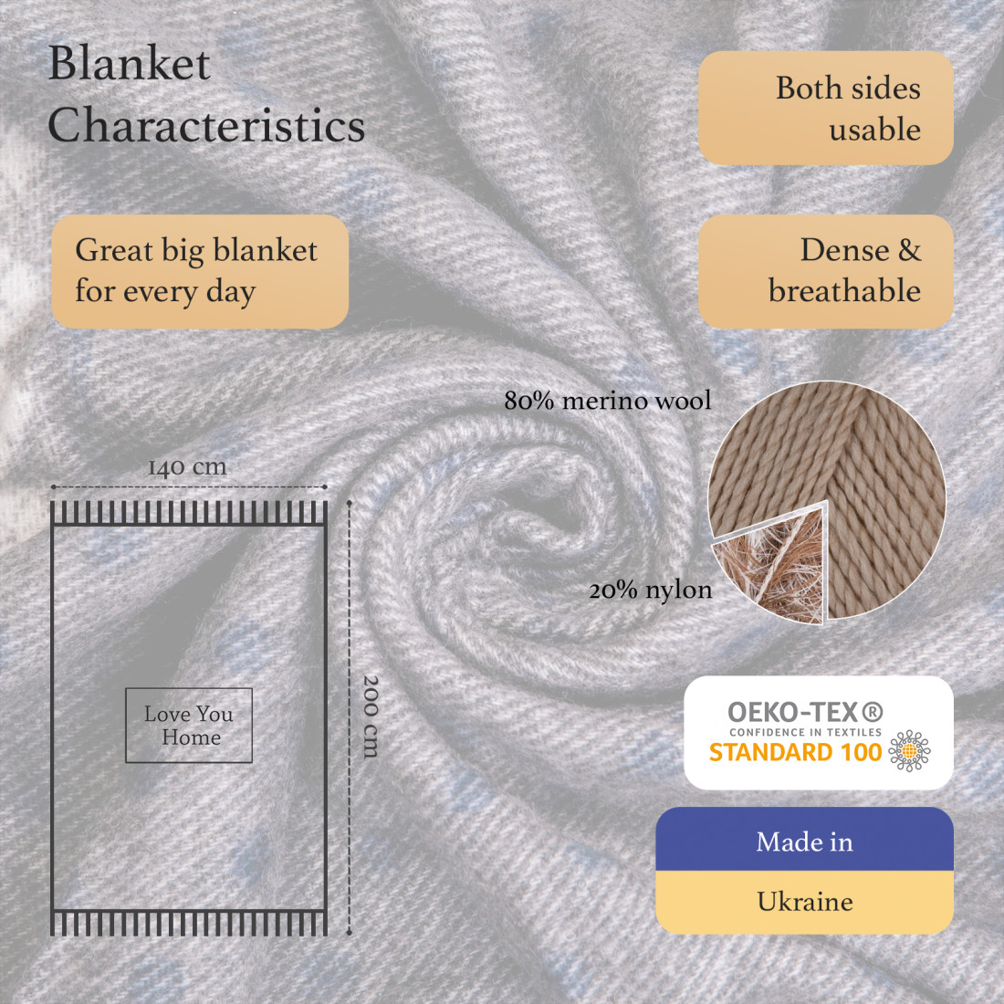 Coperta in lana merino speciale Natale, Renne · 2