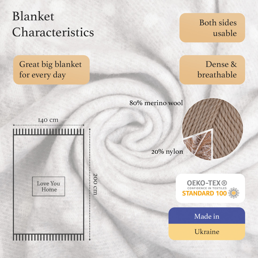 Coperta in lana merino Speciale Natale, renne · 2