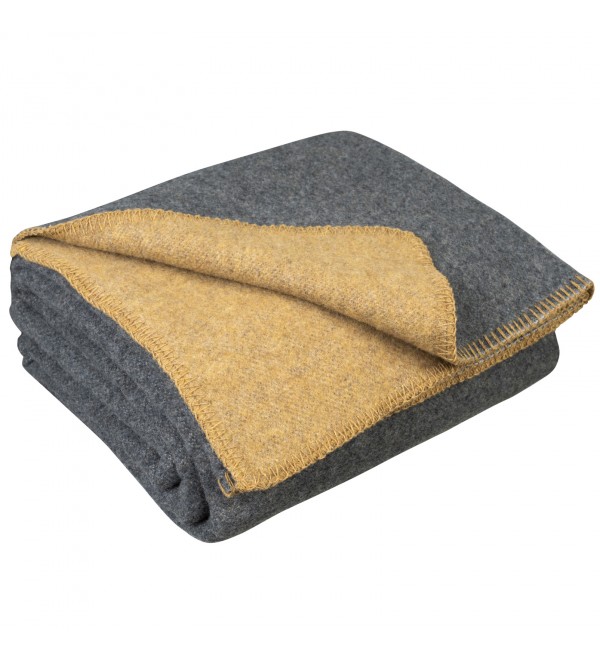 Coperta in lana di pecora al 100% LoveYouHome (130x170 cm / Grigio - Senape)